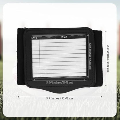 10pcs Football Play Wristbands, Triple Window Quarterback Playbook Wristband for Signs Rugby Armband with Blank Play Sheets for Flag Football Softball Soccer and Sports (Black)