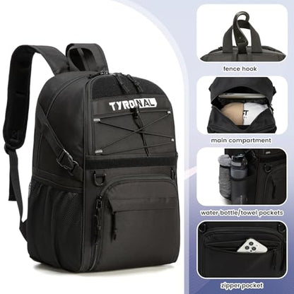 Basketball Bag Backpack with Ball Holder and Shoes Compartment,Best for Basketball, Soccer, Volleyball, Gym. (BLK)