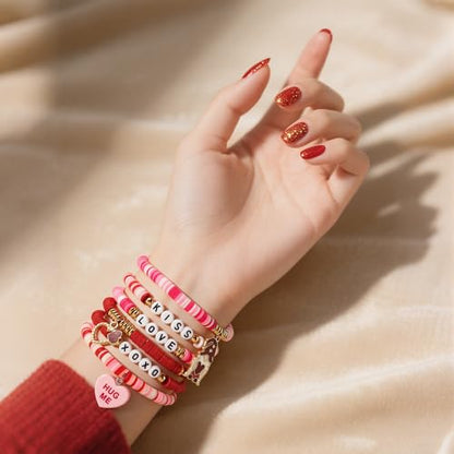 OHOME Valentines Day Outfit Women - 6 Pack Bracelets for Her | Valentines Day Gifts for Her - Valentines Shirts Dress Pajamas | Galentines Decorations Decor Party Supplies - style: Valentines day