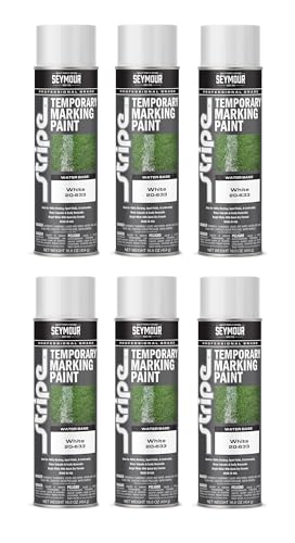 20-633 Stripe Temporary Ground Marker Paint – White (6 Pack, 16 oz Each) | Fast-Dry Water-Soluble Marking Spray for Athletic Fields, Construction Sites & Event Layouts