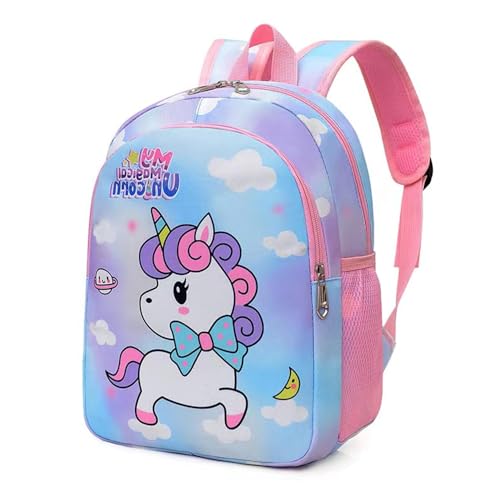 CHERUBIC Kids Toddler Cute Backpack Little Cartoon Travel Lightweight Bag Daypack For 3 Girls Boys (Unicorn Blue) - color: Unicorn Blue, size: Small-12"H