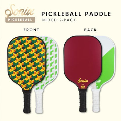 Sonix | Pickleball Paddles Set of 2 | USAPA Approved | Fiberglass Surface, Honeycomb Core | Mixed 2-Pack Paddles | Pastel Geo, Trad Geo