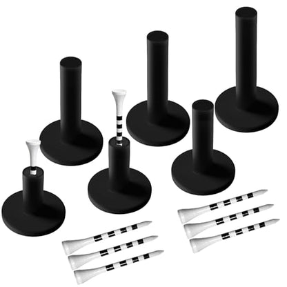 VIVIDLY Rubber Golf tees for mats - Available in 6 Different Sizes with 8 Premium Black and White Circular pegs, Suitable for Driving ranges and Indoor Practice.