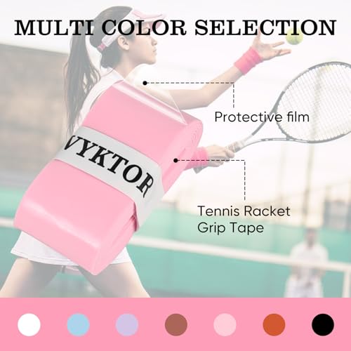 Tennis Racket Grip Tape, Ultra Thin Tacky Tennis Overgrip for Sweat Absorption & Control – Durable Anti-Slip Replacement Grip for Tennis, Badminton & Pickleball (3 Pack) - color: PINK