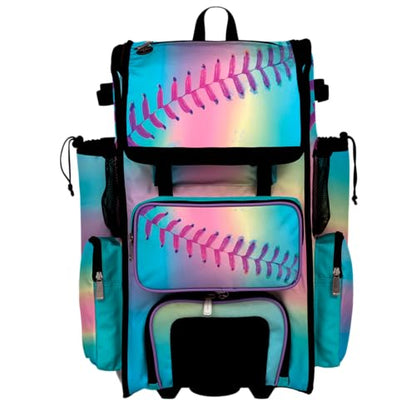 Boombah Rolling Superpack Baseball/Softball Gear Bag - Telescopic Handle - Holds 4 Bats - Wheeled Version - Softball Dream
