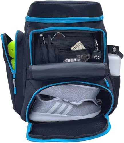 Pickleball Bag for Men and Women - Fits 2 to 4 Paddles - Shoe Compartment, Fence Hook, Storage Pockets for Water Bottles, Pickleballs, Clothing, Racquet/Paddle Storage - Pickle Ball Backpack