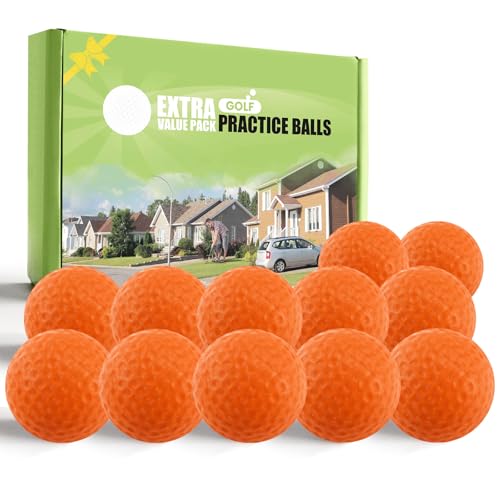 FINGER TEN Golf Practice Balls More Weight Real Ball Travel Value 12/24 Pack, 1/3 Distance of Regulation Golf Ball for Backyard Garden School, True Flight Feel Indoor Outdoor Use - color: Orange, size: 24 Pack