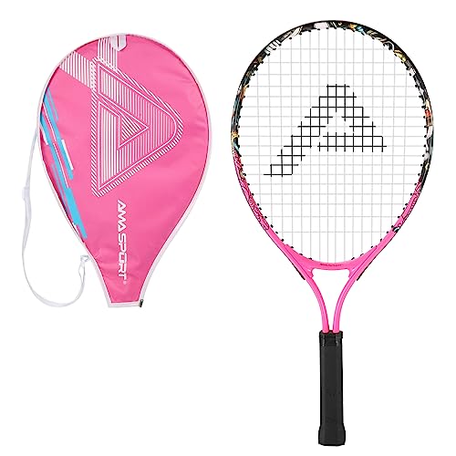 AMA SPORT Kids Tennis Racket for Junior Toddlers Starter Kit 17-25" Tennis Racquet for Girls and Boys with 420D Nylon Shoulder Strap Bag - color: Graffiti Pink, size: 23 inch