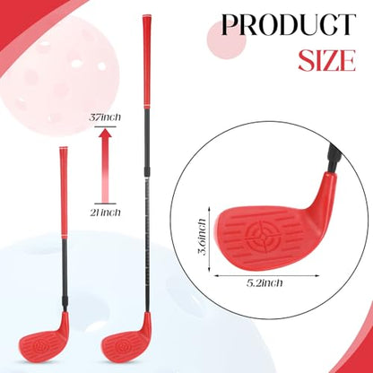 Realspring Backyard Golf Club Set Adjustable Golf Club for Backyard Game Plastic Chipping Clubs Plastic Balls Outdoor Indoor Training Practice Gift for Adults(Red,Right Hand) - style: Right Hand