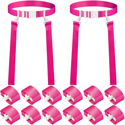 Peryiter 2/12/24/36 Player Flag Football Belt, Adjustable Football Belts and Flags for Kids Youth Adult Sport Team Training - color: Rose Pink