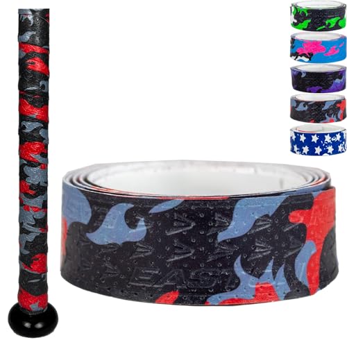 Easton | 1.10mm / 1.80mm FlowTack Bat Grip | Baseball / Softball | Multiple Colors - color: Red & Black Camo, size: 1.80mm | Standard Thickness | All Bats