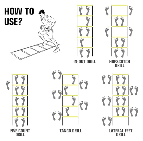 Agility Ladder Cones Football Training, Speed Agility Training Set, for Indoor/Outdoor Personal Training - size: 3m