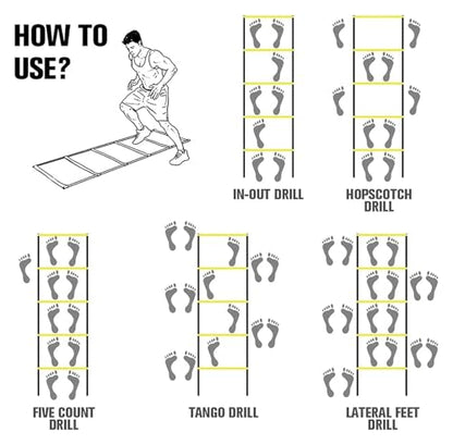 Agility Ladder Cones Football Training, Speed Agility Training Set, for Indoor/Outdoor Personal Training - size: 3m