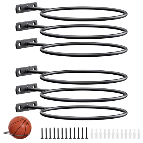 Ball Holder Wall Mount Bulk,Basketball Football Stand Ball Storage - size: 6 Pack