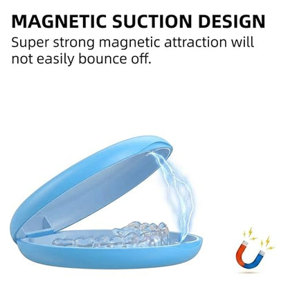 Retainer Case, Aligner Case, Retainer Mouth Guards Travel Case with Removable Food Grade Silicone (Blue Shell+Light Blue Silicone). - color: Blue-1