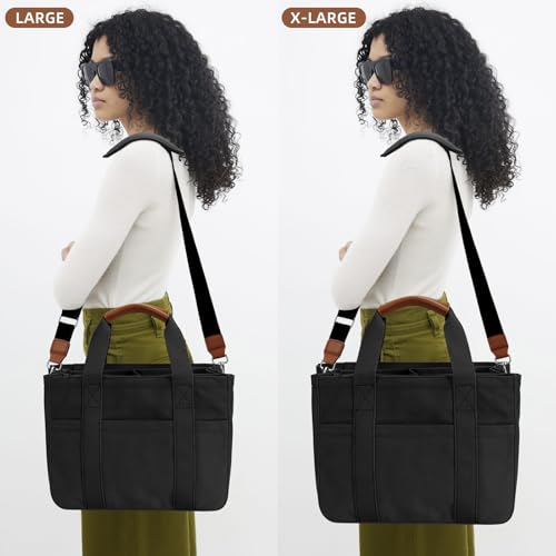 KKXIU Canvas Tote Bag for Women with Zipper and Compartments Crossbody Large Bible Messenger Purse Bag With Pockets | Canvas, with Zipper, and Compartments, Large, Bible, With Pockets