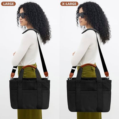 KKXIU Canvas Tote Bag for Women with Zipper and Compartments Crossbody Large Bible Messenger Purse Bag With Pockets | Canvas, with Zipper, and Compartments, Large, Bible, With Pockets