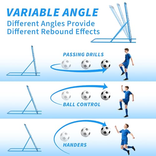 Garvee Soccer Baseball Rebounder Net 2-in-1 Soccer Goal and Bounce Back Net with 3 Adjustable Angles Soccer Training Equipment for Control Passing Practice Easy Setup Teens Adults