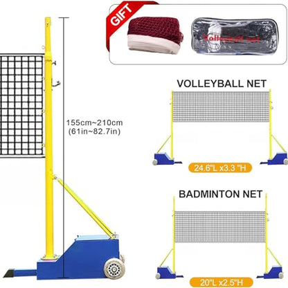 Volleyball Poles,with Volleyball Nets/Badminton Net,Badminton Nets Pole for Backyard with Adjustable Height,Portable Volleybal Net Training Stands,for Adults Kids Stadium