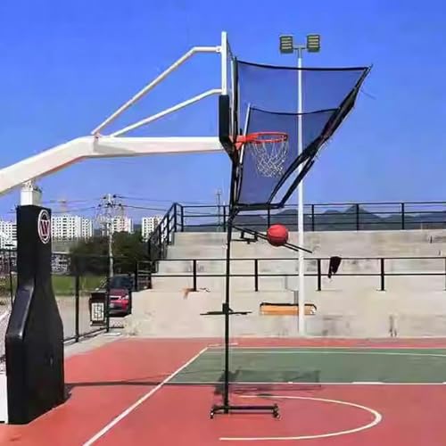 Shot Basketball Returner Rolling Return Net Floor Standing Backboard Rebounder Attachment for Traditional Pole/Wall Mounted Hoops Height Adjustable Shooting Racks