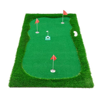 10x5 FT Golf Putting Green, Large Putting matt Professional Training Mat with Realistic Artificial Grass Turf, 3 Holes, 3 Flags and Cups for Indoor Outdoor Putting Practice - size: 10x5 FT
