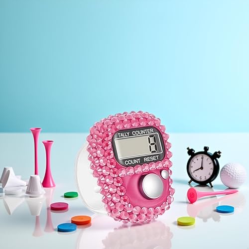 Electronic Finger Tally Counter Clicker Counter,Convenient Portable Digital Display Tally Counter,Resettable Mini Lap Counter for Golf Goods Counting Accessories,Track and Field Lap Counters - color: pink