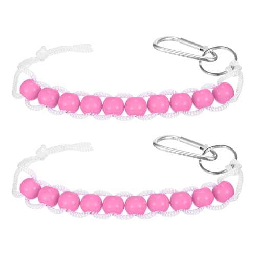 Golf Beads Counter, Golf Ball Beads Bracelet Count Stroke Score Acrylic Sports Keeper Putting with Hook for Golfer - color: Light Rose Red
