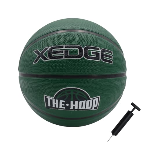 XEDGE Basketball 29.5” Size 7 Indoor Outdoor Rubber Basketball Set - color: Black Green