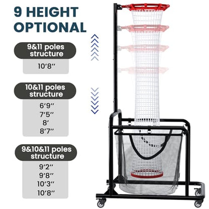 Volleyball Setter Training Equipment – Adjustable Height & Angle, Precision Target Cloth for Accurate Setting, Portable with Wheels, Ball Storage Net Bag Skill Levels