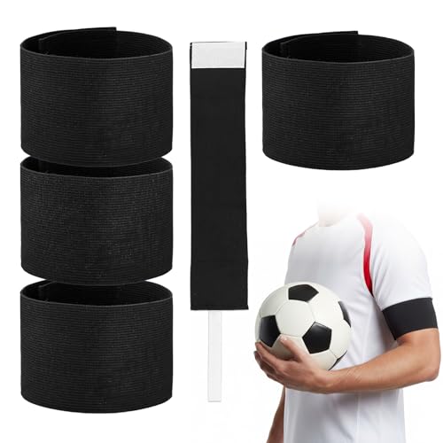 4 Pcs Black Arm Bands Elastic Arm Band Adjustable Leader Captain Bands Soccer Sport Armband for Volleyball Basketball Team