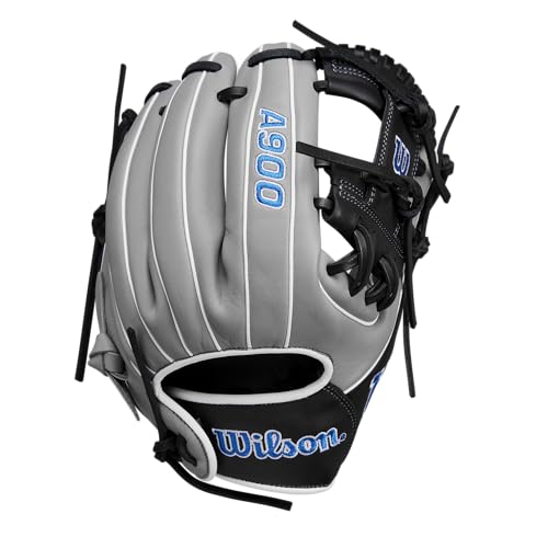 Wilson | A900 | Youth Baseball Glove + Mitt | Ages 8-12 | Right + Left Hand Throw | Multiple Styles - color: Grey/Black/Royal, size: 11.25" | Infield
