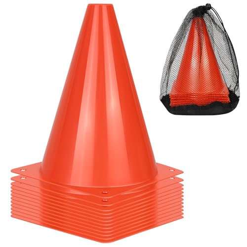 PXZBLG 12/24/50pcs Soccer Cones, 7" Soccer Cones, Plastic Traffic Cones, Training Cones for Basketball Football Skating Drills Practice - color: Red, size: 7", 12pcs