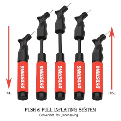 Portable Ball Pump with 5 Needles - Push-Pull Inflation System Ball Air Pump - Designed for Inflating Balls - Basketball, Volleyball, Soccer and Rugby Balls.