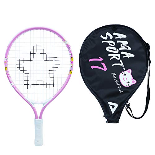 AMA SPORT Kids Tennis Racket for Junior Toddlers Starter Kit 17-25" Tennis Racquet for Girls and Boys with 420D Nylon Shoulder Strap Bag - color: Pink, size: 17 inch