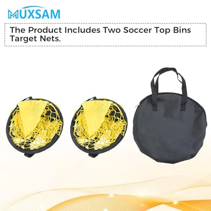 2Pcs Soccer Top Bins Target Net, Fold-able Football Training Goal Target Bag, Top Bins Football Target Goal Net, Top Corner Target Net Goals for Kids Shootings Accuracy Practice Equipment