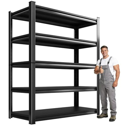 Garage Shelving, 2000LBS Garage Storage Shelves, 5-Tier Heavy Duty Shelves, Utility Adjustable Metal Shelving Unit, 80" H x 46" W x 19.6" D Storage Shelf for Warehouse, Basement, Closet - size: 80"H x 46"W x 19.6"D