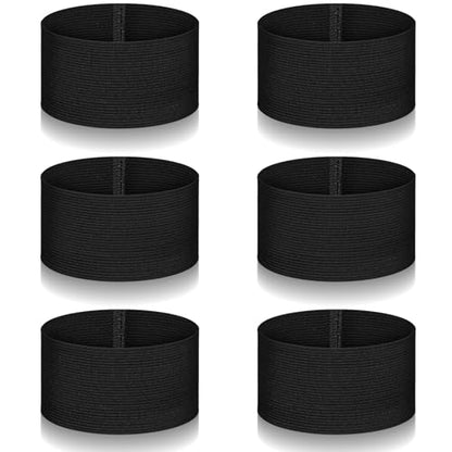 6 PCS Arm Bands, 5.9 X 2 in Elastic Captain Armbands, Black Mourning Bands for Badges, Sport Armbands for Team Captains Soccer Football Basketball Volleyball