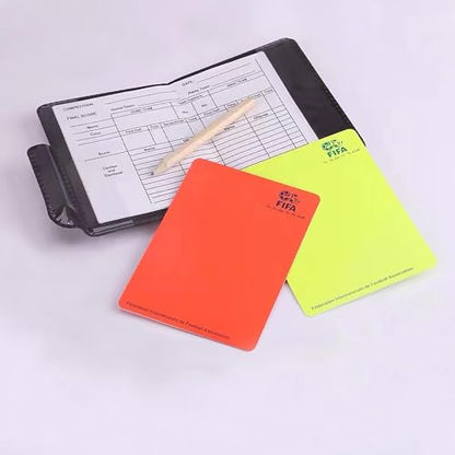 Soccer Referee Wallet Notebook with Red Card and Yellow Card, with 1 Piece Metal Referee Whistle for Football Soccer Game Sports