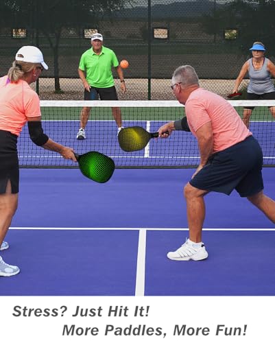 8-Pack Pickleball Paddles Set - Wooden Rackets with Fiberglass Surface & Polypropylene Honeycomb Core, Includes 2 Portable Carry Bags for Indoor/Outdoor Play