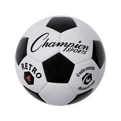 Champion Sports Retro Soccer Ball – Sizes 3, 4, 5, Soft Touch, All Weather, Official Size & Weight Ball for Training, Games, Outdoor & Indoor Play - size: Size 4