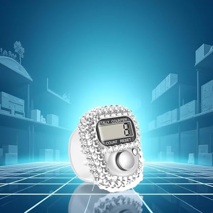 Electronic Finger Tally Counter Clicker Counter,Convenient Portable Digital Display Tally Counter,Resettable Mini Lap Counter for Golf Goods Counting Accessories,Track and Field Lap Counters - color: silvery