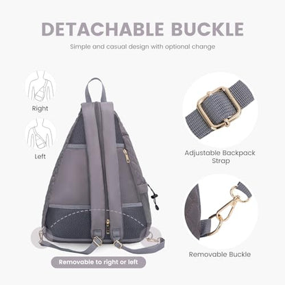 Women's Pickleball Backpack - Quilted Crossbody Sling Bag for Tennis & Pickleball Paddle - color: Gray Purple, size: Medium