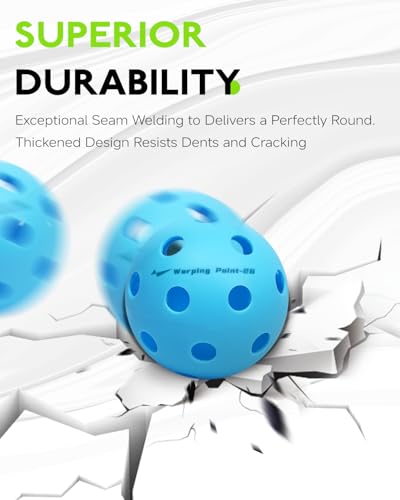 Warping Point Pickleball Balls | 26 Holes, 40 Holes | 4 Pack, 12 Pack | Meet USAPA Specifications | High Bounce Durable Practice Pickle Ball for Beginner & Intermediates | Orange, Blue, Yellow, Green - size: 12 pack