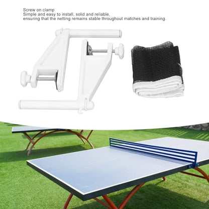 Table Tennis Net and Post Set, Portable Folding Adjustable Table Tennis Net with Screw On Clamp, Durable Plastic Mesh for Indoor Outdoor Play