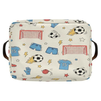 Soccer Gear Storage Baskets - Collapsible Canvas Bin for Home Organization, Decorative Fabric Box with Handles - size: 1 PCS