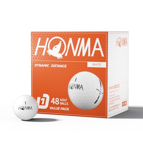 Honma 48-Pack Bulk Golf Balls, Maximum Distance & Low-Spin Straight Flight with Durable Cover, Ideal for Beginners and Everyday Players