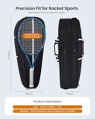 Tennis Bag for Women & Men, 3-6 Rackets Tennis Racket Bag with Shoe Compartment & Insulated Pocket, Water-Resistant Gym Bag, Perfect Tennis Accessories for Court Training & Daily Use - color: Bean Green - Beige