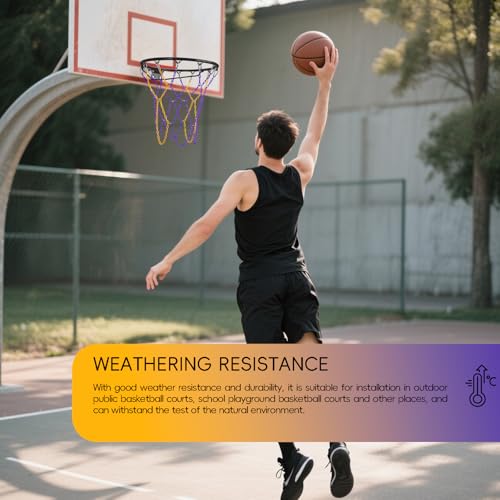 Dakzhou Basketball net, Metal Chain Net Braided Permanent Rust Proof (12 Links), Quick Installation - color: Purple/Yellow