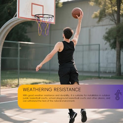 Dakzhou Basketball net, Metal Chain Net Braided Permanent Rust Proof (12 Links), Quick Installation - color: Purple/Yellow
