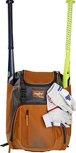 Rawlings | FRANCHISE Backpack Equipment Bag | Baseball/Softball | Rec/Travel | Multiple Styles - color: Orange/Black